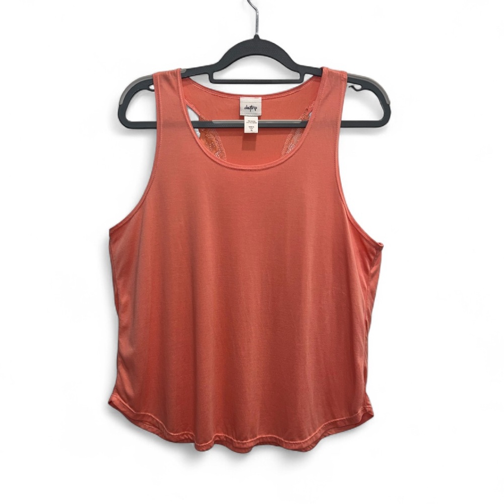 Daytrip Buckle Tank Top Women's Coral Racerback Lace Stretch Soft Size XL